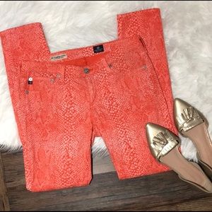 AG | Women’s The Legging Ankle Orange Snake Print Jeans Size 28
